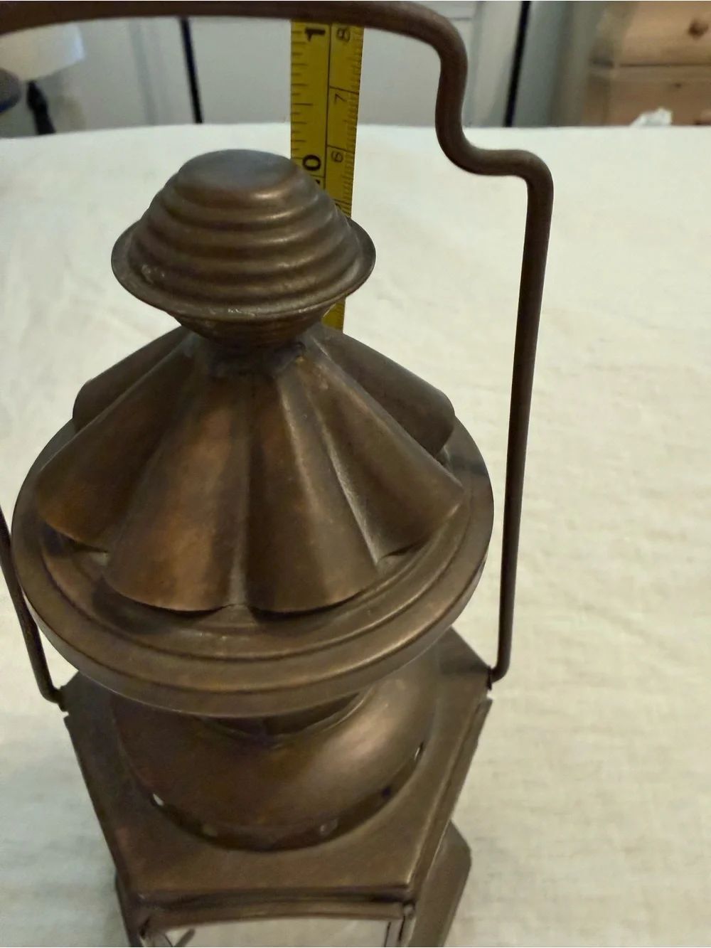 VINTAGE Solid Brass & Glass Oil Lamp Lantern
